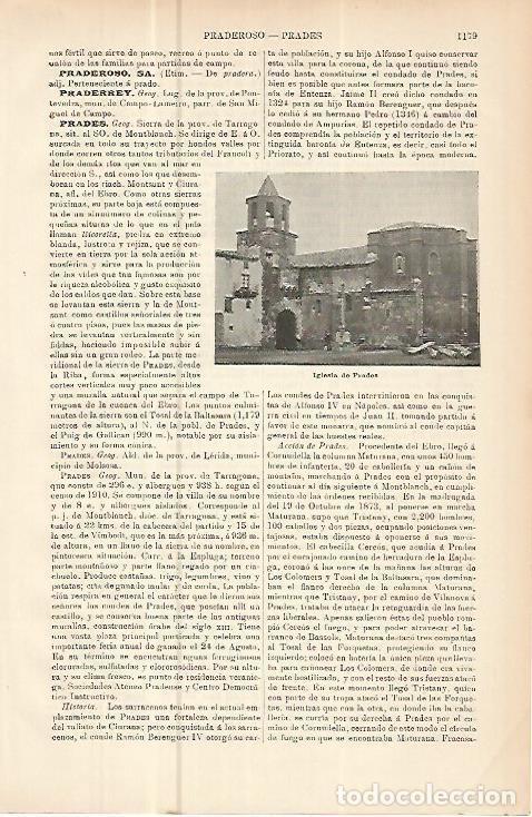Postales: LAMINA ESPASA 10629: Iglesia de Prades Tarragona - Varios