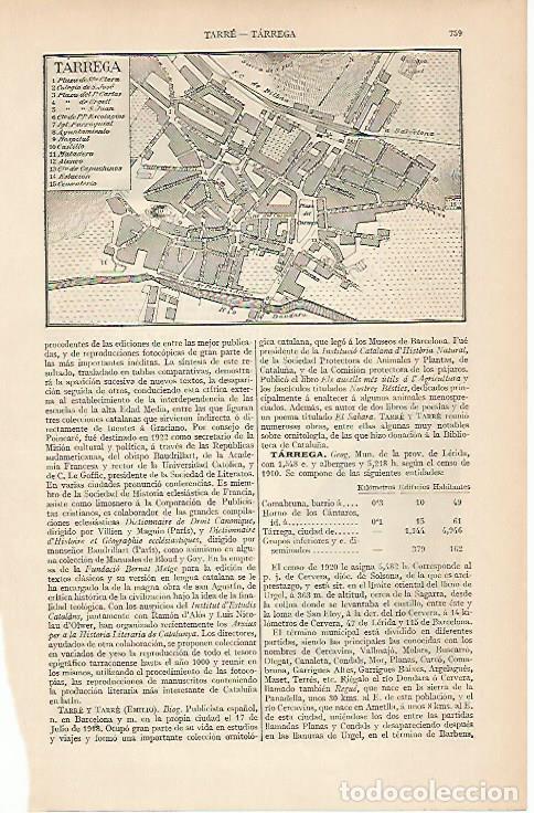 Postcards: LAMINA ESPASA 5752: Plano de Tarrega Lleida - Varios Autores