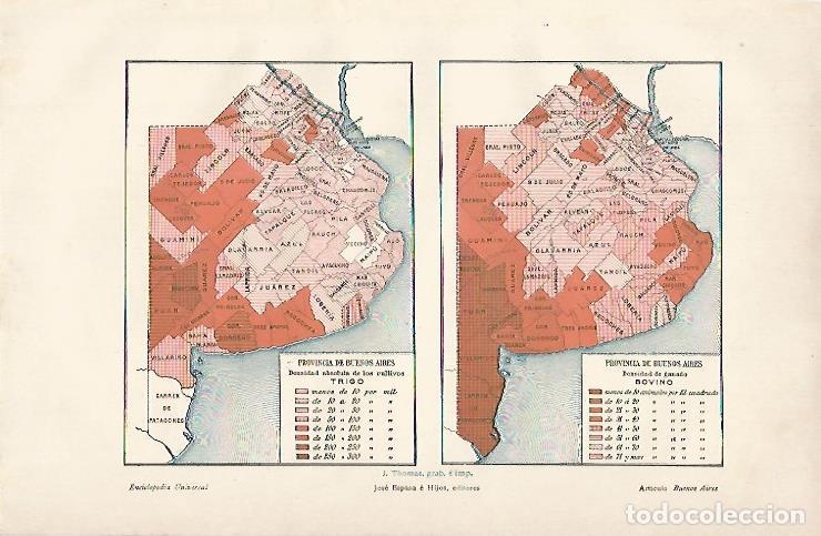 Postais: LAMINA ESPASA 11857: Mapas de Buenos Aires - Varios