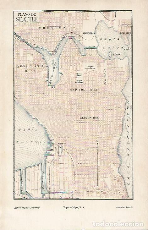 Postkarten: LAMINA ESPASA 19640: Plano de Seattle Estados Unidos - Varios