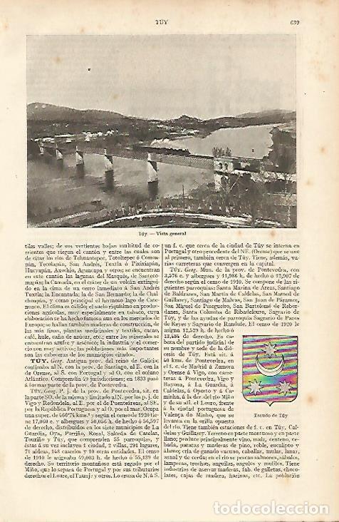 Postkarten: LAMINA ESPASA 12081: Vista general de Tuy Galicia - Varios