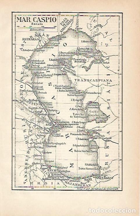 Postkarten: LAMINA ESPASA 3059: Mapa del Mar Caspio - Varios Autores