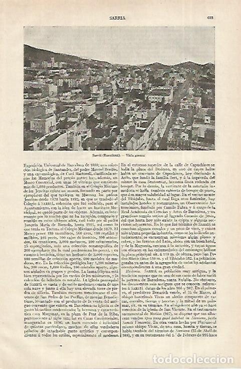 Cartoline: LAMINA ESPASA 12383: Vista general del barrio de Sarria Barcelona - Varios