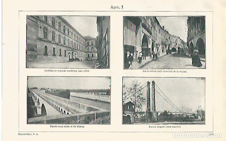 Postais: LAMINA ESPASA 12611: Vistas de Agen Francia - Varios