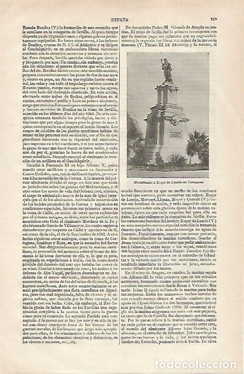 Postais: LAMINA ESPASA 19846: Monumento a Roger de Lluria en Tarragona - Varios