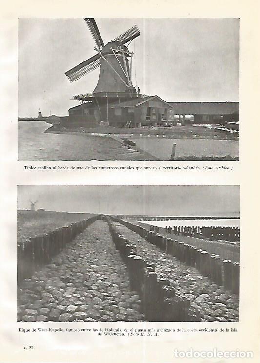 Cartoline: LAMINA GEOGRAFIA 0247: Molino tipico y dique de West Kapelle Holanda - Ricardo Beltran y Vicente Ver