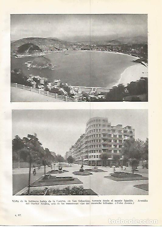 Cartes Postales: LAMINA GEOGRAFIA 0401: La Concha en San Sebastian y Avenida del Doctor Areilza en Bilbao - Ricardo B