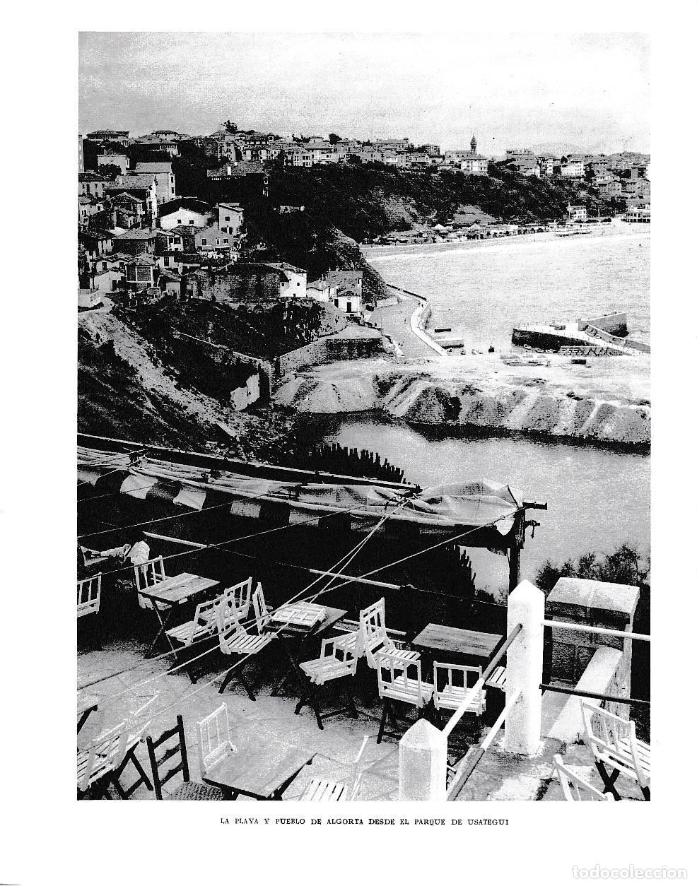 Cartoline: LAMINA 6170: Playa y puerto de Algorta desde el parque de Usategui - Pio Baroja