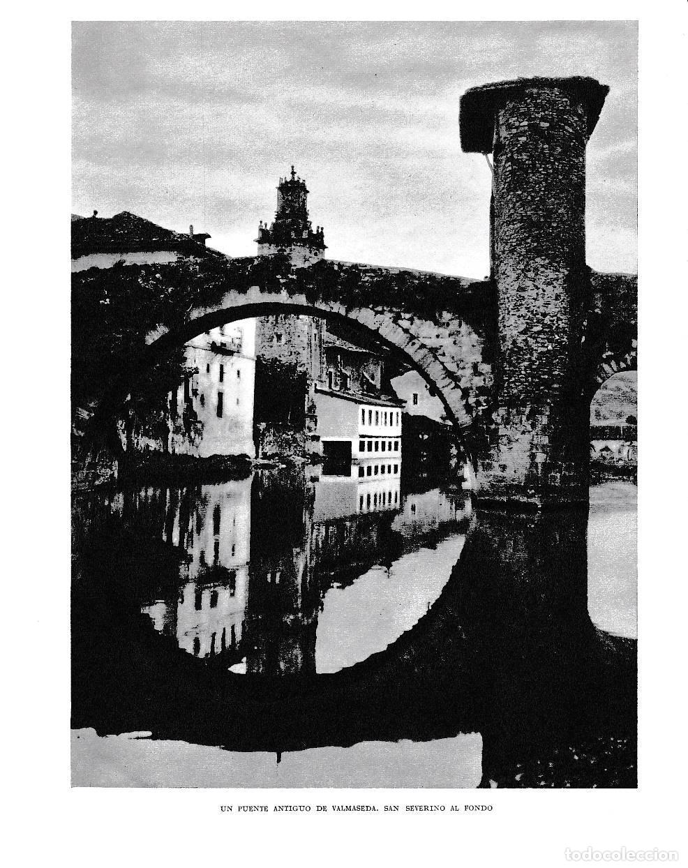 Postales: LAMINA 6187: Puente antiguo de Valmaseda con San Severino al fondo - Pio Baroja