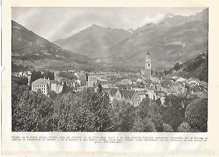 Postales: LAMINA GEOGRAFIA 0371: Vista de Merano Italia - Ricardo Beltran y Vicente Vera