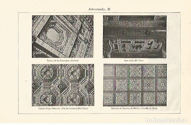 Postkarten: LAMINA ESPASA 12849: Artesonados en Ferrara El Cairo Florencia y Castillo de Blois - Varios