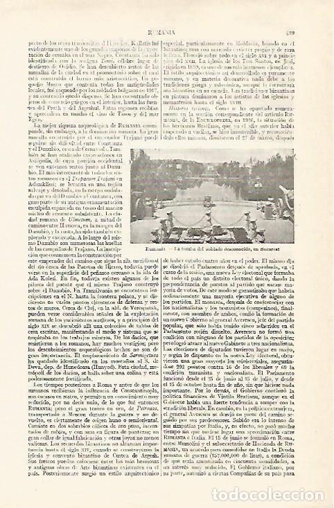 Postcards: LAMINA ESPASA 14025: Tumba al soldado desconocido en Bucarest Rumania - Varios