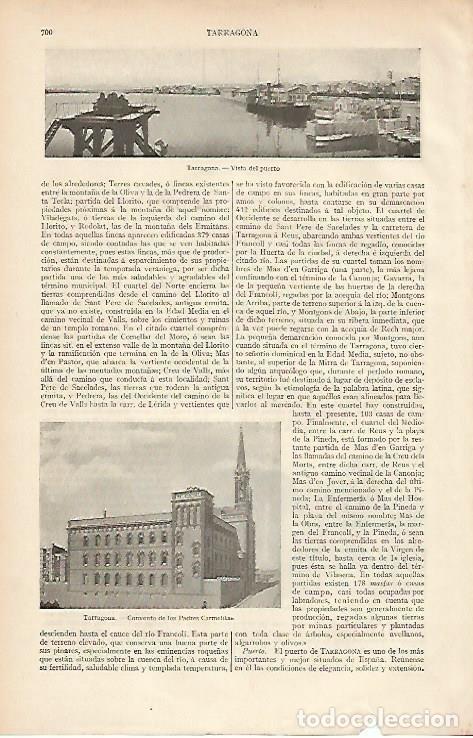 Postkarten: LAMINA ESPASA 5735: Puerto y convento de los Carmelitas de Tarragona - Varios Autores