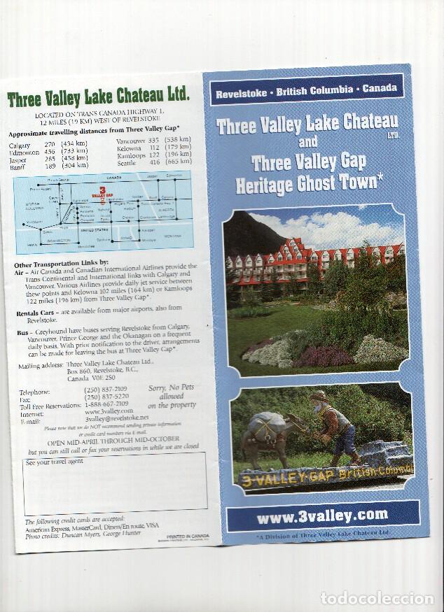 Postcards: Triptico Turistico: THREE VALLEY LAKE CHATEAU and Three Valley Gap, Heritage Ghost Town (Revelstoke)