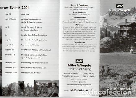 Postcards: Triptico Publicitario: MIKE WIEGELE Helicoptter Skiing - 2001 SUMMER RATES (Blue River - Bristish Co