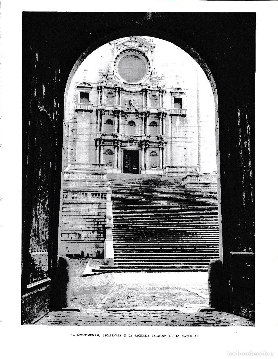 Postkarten: LAMINA 6341: La monumental escalinata y la fachada de la catedral de Gerona - Jose Pla