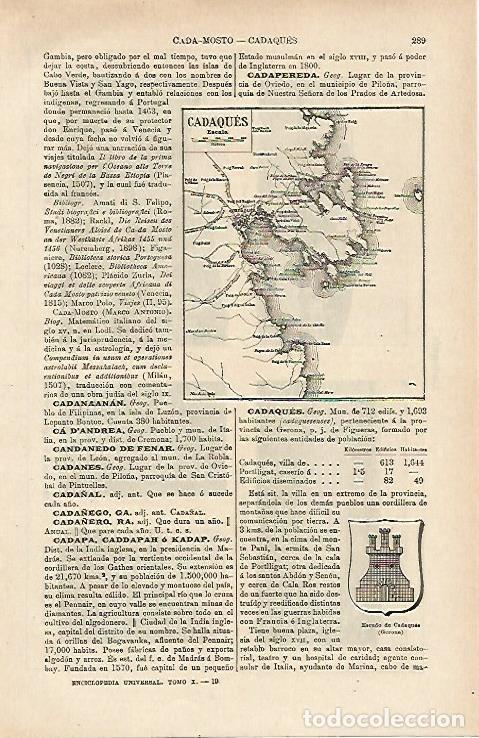 Cartoline: LAMINA ESPASA 14634: Mapa y escudo de Cadaques. Girona - Varios