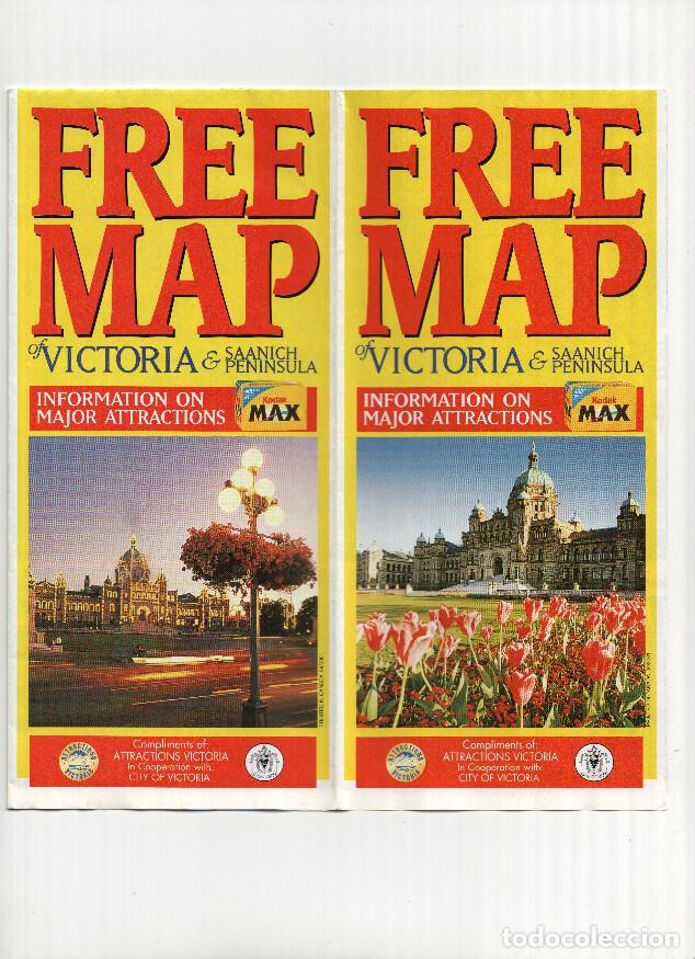 Postkarten: Mapa/Plano Turistico: VICTORIA y SAANICH PENINSULA (British Columbia, Canada) - BANFF