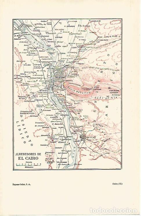 Postais: LAMINA ESPASA 14669: Mapa de los alrededrores de El Cairo - Varios
