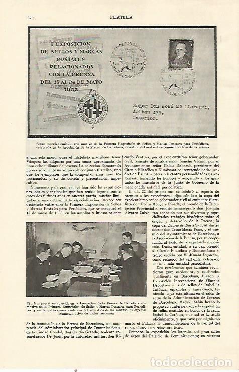 Postkarten: LAMINA ESPASA 21992: Sobre de la Primera Exposicion de Sellos y Marcas Postales para periodicos - Va