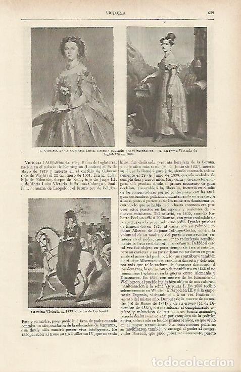 Cartes Postales: LAMINA DE ESPASA 241: Retratos de diferentes reinas llamadas Victoria - Varios autores