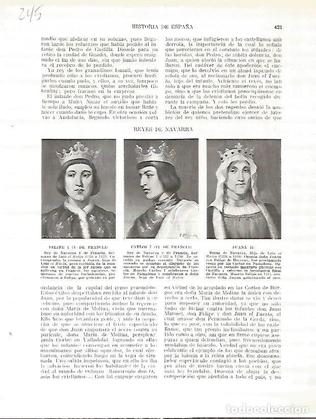 Cartoline: LAMINA 4758: Retratos de Felipe V de Francia Carlos IV de Francia y Juana II - Manuel Rodriguez Codo