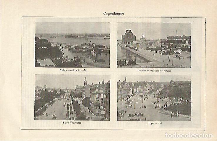 Postales: LAMINA ESPASA 14898: Vistas de Copenhague - Varios