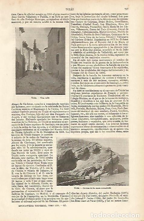 Postais: LAMINA ESPASA 12093: Calle y gruta de la mora encantada en Ucles Cuenca - Varios