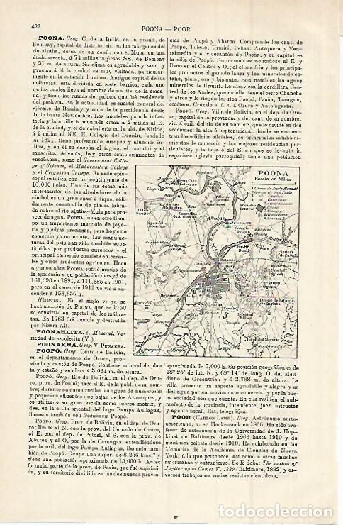 Postais: LAMINA ESPASA 15252: Mapa de Poona India - Varios