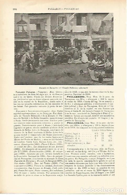 Postales: LAMINA ESPASA 1472: Mercado en Zaragoza cuadro de Pallares - Varios Autores