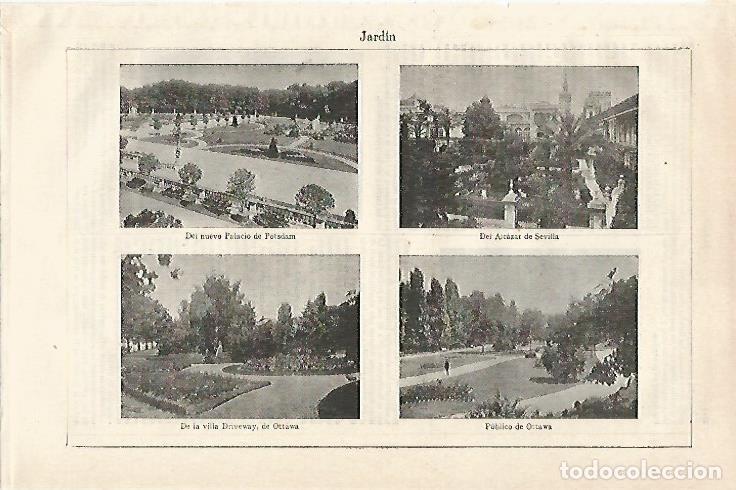 Postais: LAMINA ESPASA 20974: Jardin en Postdam Sevilla y Ottawa - Varios