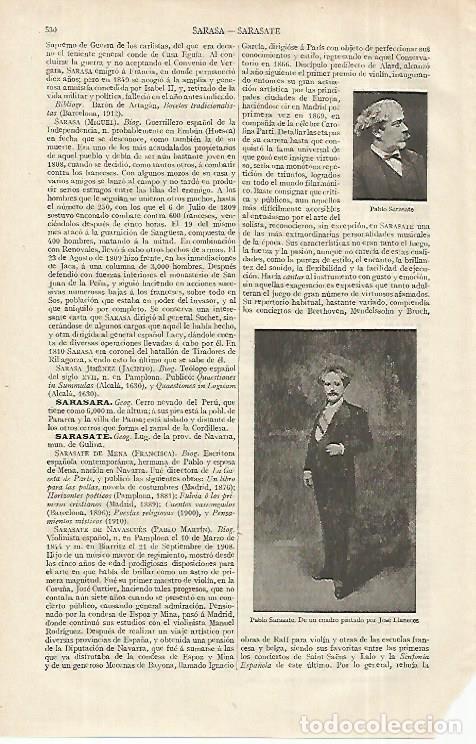 Postales: LAMINA ESPASA 12352: Pablo Sarasate - Varios