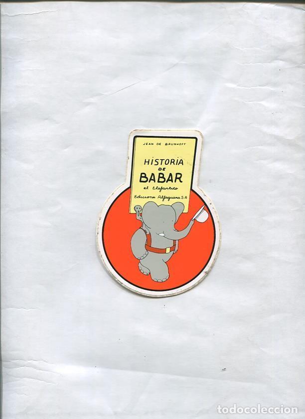 Cartoline: Pegatina adhesiva promocion editorial de HISTORIA DE BABAR el elefantito