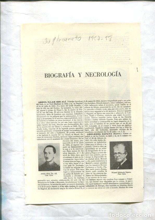 Cartoline: ESPASA 1957/1958: Apendice Biografia y Necrologia - Varios