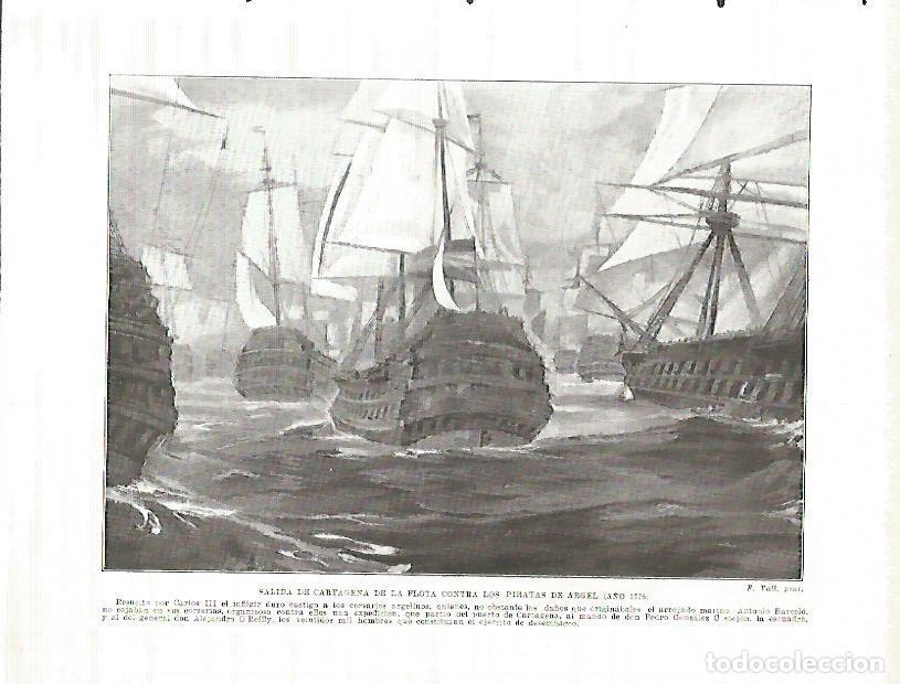 Postales: LAMINA 4237: Salida de Cartagena de la flota contra los piratas de Argel (a&ntilde;o 1775) - Manuel Rodrigu