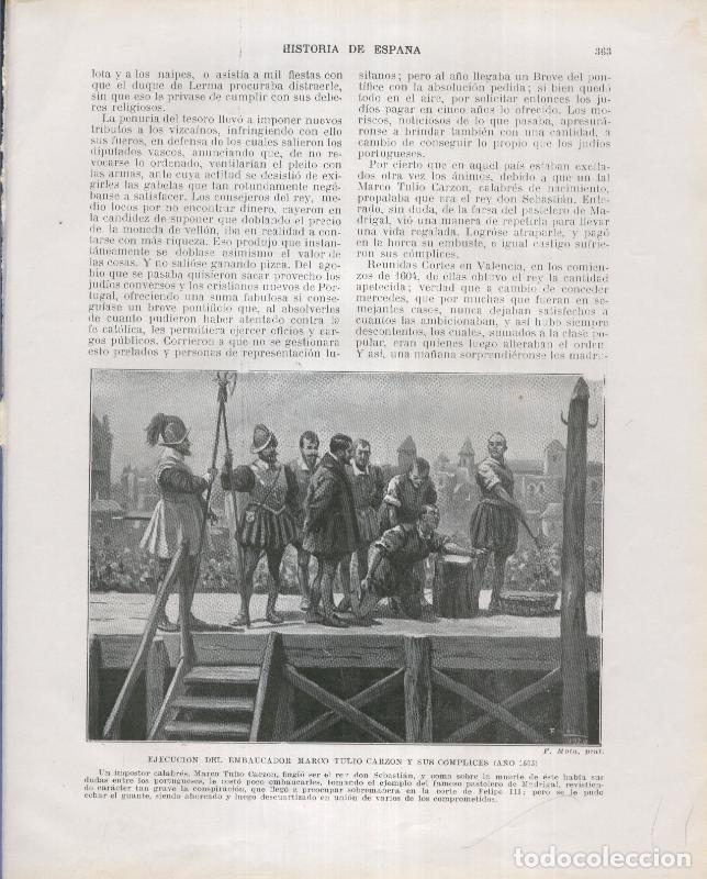 Postkarten: Historia de Espa&ntilde;a lamina 211: Ejecucion de Marco Tulio Carzon y sus complices (1603) - Varios