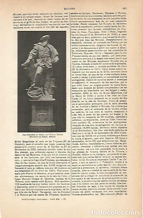 Postkarten: LAMINA ESPASA 6835: Escultura de Juan Sebastian Elcano por Bellver - Varios Autores