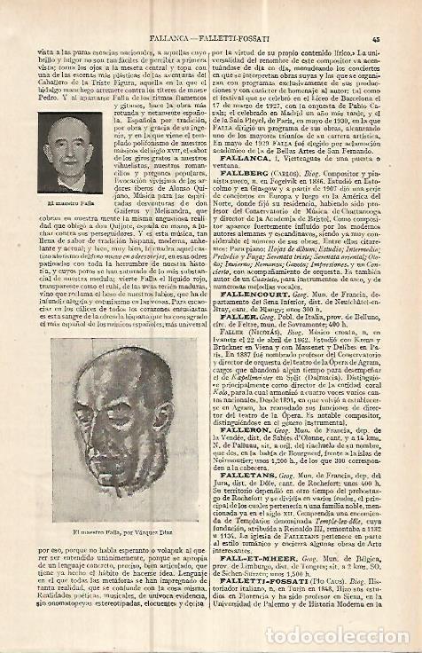 Postales: LAMINA ESPASA 16061: El maestro Falla por Vazquez Diaz - Varios