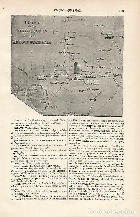 Postales: LAMINA ESPASA 16197: Plano de los alrededores de la antigua Guatemala - Varios