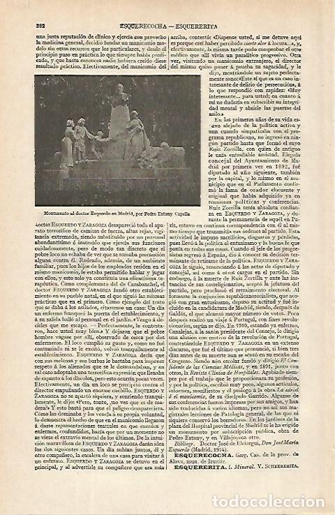 Postales: LAMINA ESPASA 16281: Monumento al doctor Esquerdo en Madrid - Varios