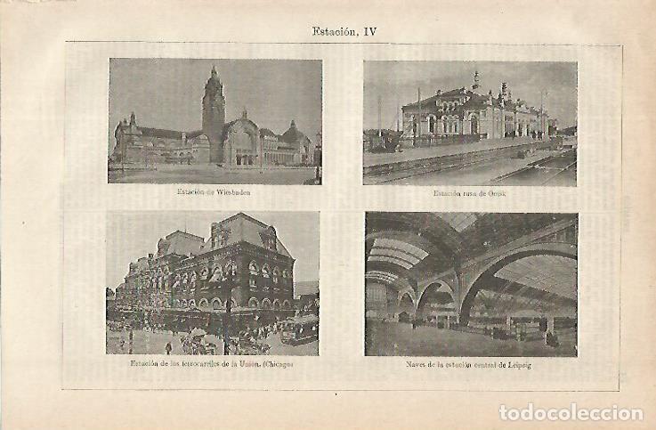 Postkarten: LAMINA ESPASA 16297: Estacion de Wesbaden Omsk Chicago y Leipzig - Varios