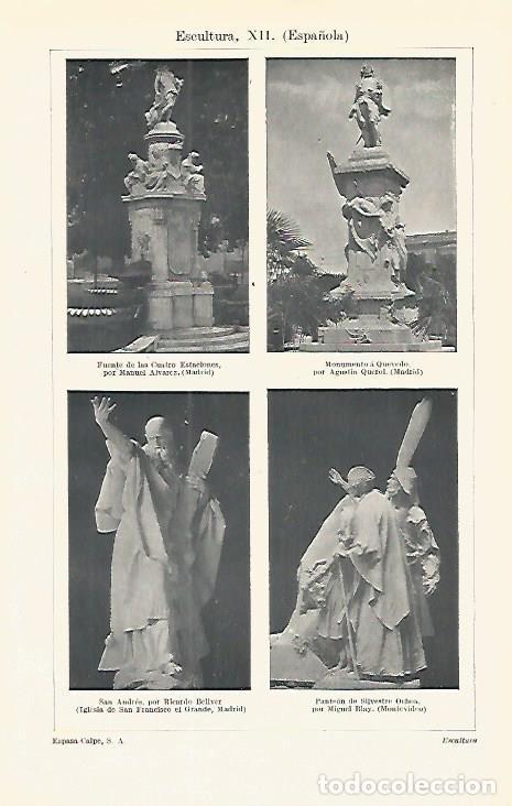 Postais: LAMINA ESPASA 16666: Esculturas en Madrid y Montevideo - Varios