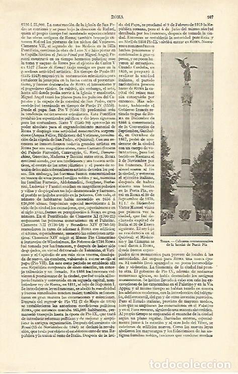 Postkarten: LAMINA ESPASA 16893: Columna de Porta Pia en Roma - Varios