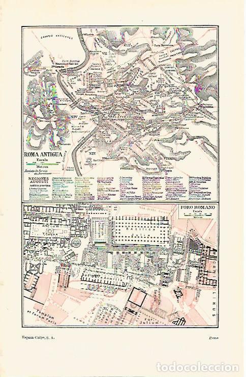 Postais: LAMINA ESPASA 16867: Mapa de Roma antigua - Varios