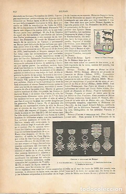 Postais: LAMINA ESPASA 22257: Escudo cruces y medallas de Bilbao - Varios