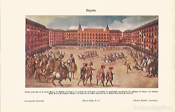 Postkarten: LAMINA ESPASA 22503: Fiesta en la Plaza Mayor de Madrid en 1672 por Juan de la Corte - Varios