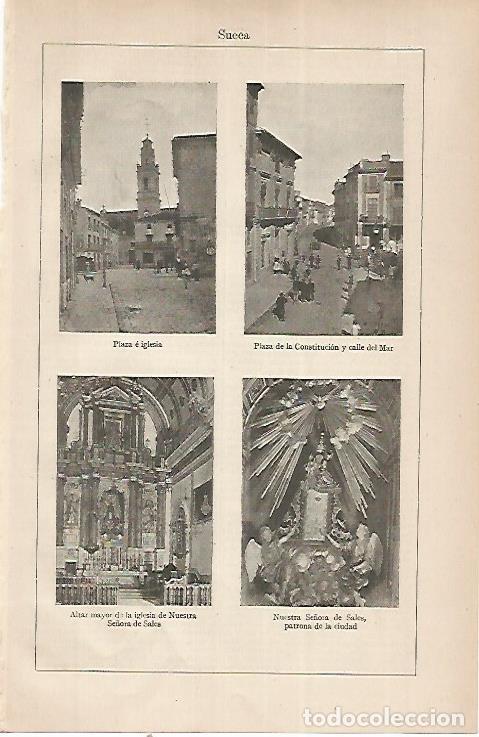 Postcards: LAMINA ESPASA 22523: Plazas e iglesias de Sueca Valencia - Varios