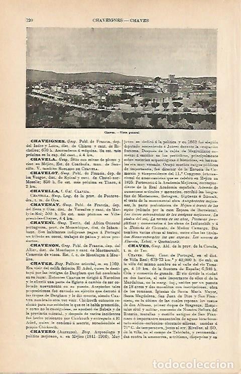 Cartoline: LAMINA ESPASA 1914: Vista general de Chaves La Coru&ntilde;a - Varios Autores