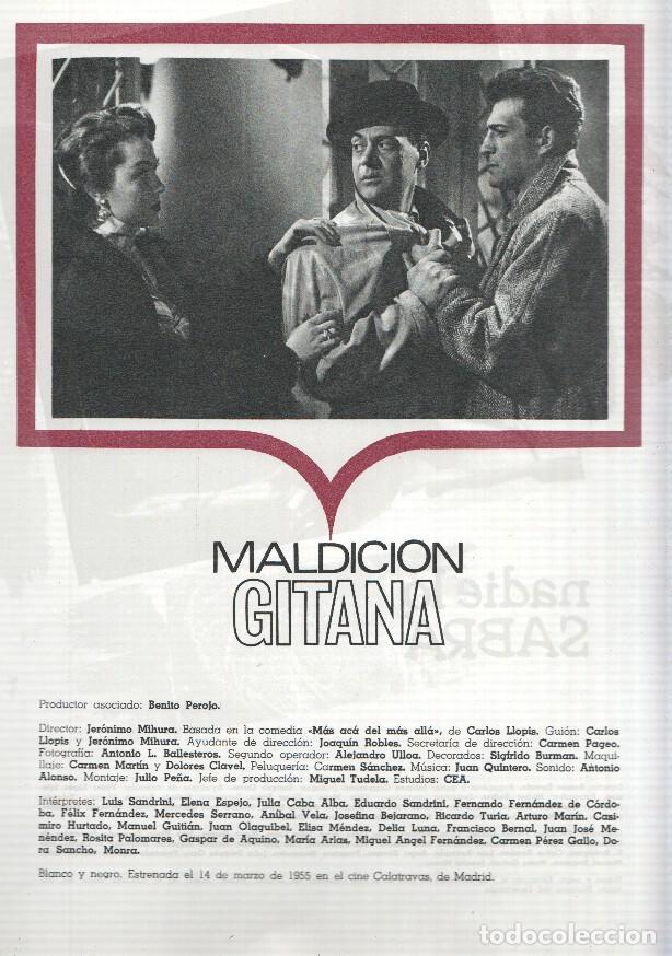 Cartes Postales: Ficha cine Suevia Films: Maldicion gitana y Nadie lo sabra - varios