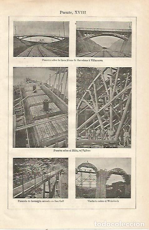 Postcards: LAMINA ESPASA 23061: Puentes sobre el Rhin San Gall Weisbach y Barcelona - Varios